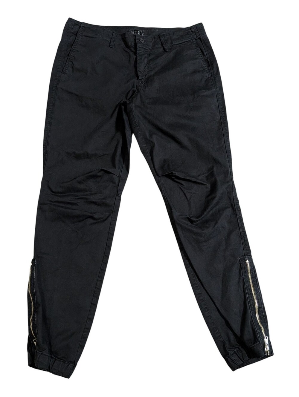 MOTHER The Misfit A Walk In The Park Black Ankle Zip Jogger Pants Size 28 x 27